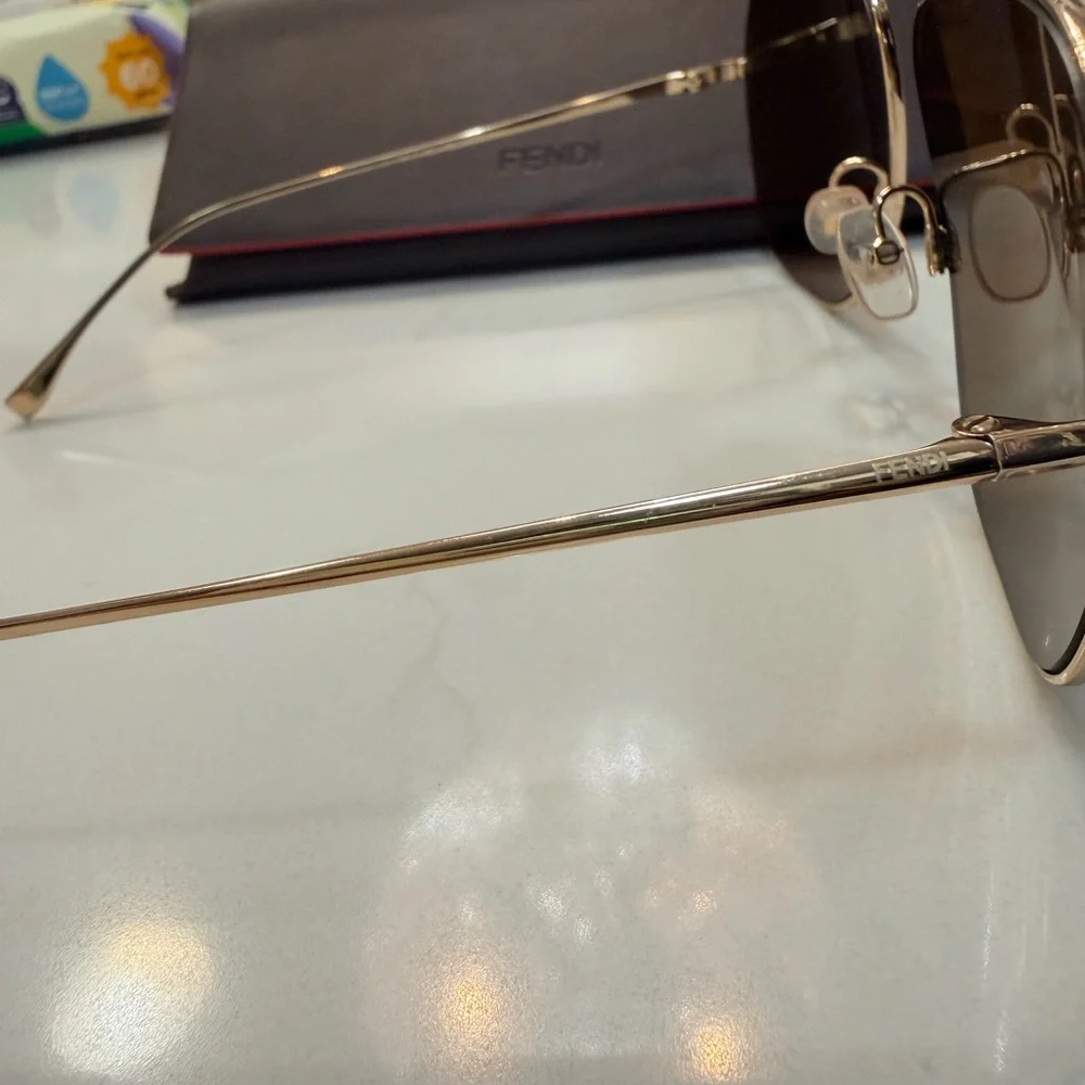 Fendi Gold Frame Sunglasses with Brown Lenses - Picture 5 of 5